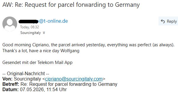 Paketweiterleitung Italien 598